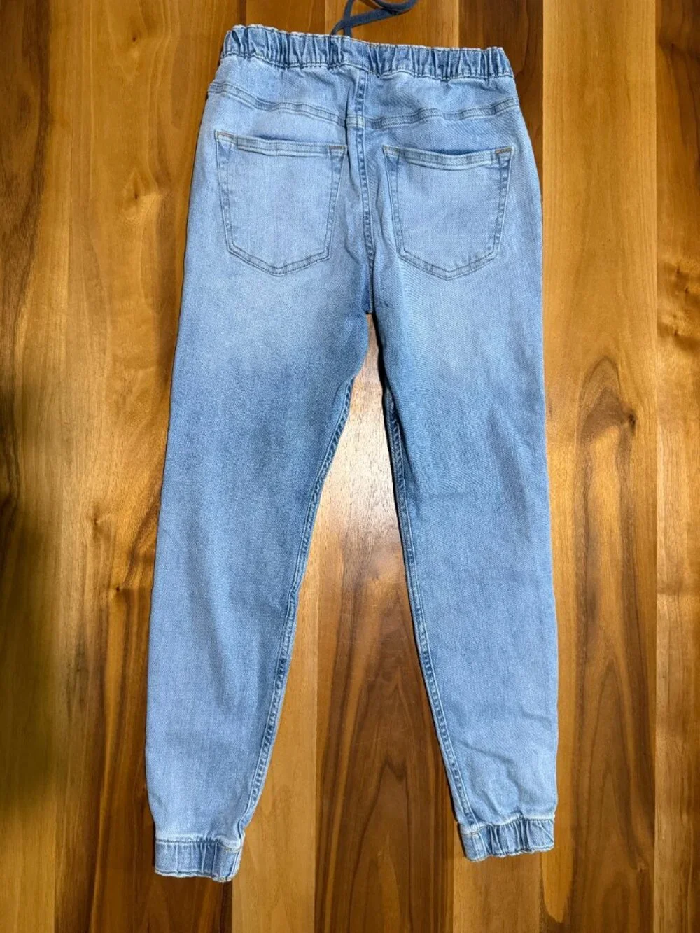 Hollister Men's Skinny Jogger Jeans XS Light Wash Denim Stretch Drawstring